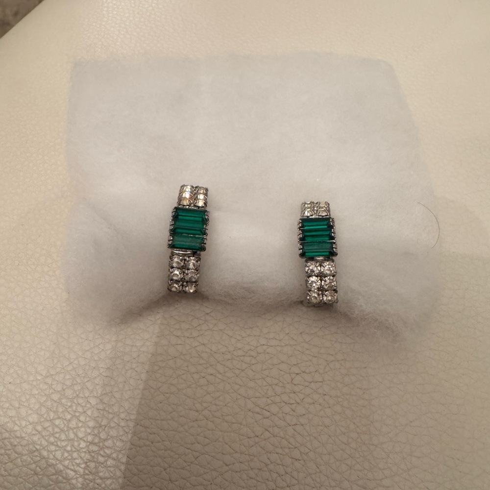 Elegant Silver and Green Earrings